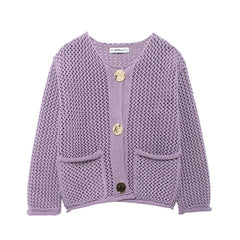 Casual Button Round Neck Cardigan