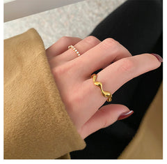 Wind Wave Titanium Ring