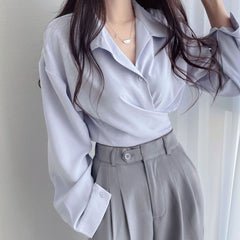 Bandage Long Sleeve Tie Back Blouse