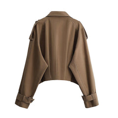 Vintage Double Breasted Short Trench Jacket