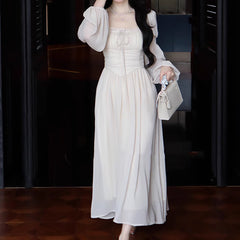 Square Collar Fairy Maxi Dress