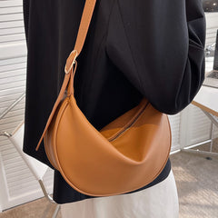 Crescent Moon Leather Shoulder Bag