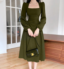 Vintage Square neck Maxi dress