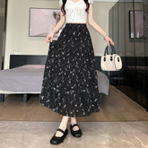 Vintage Floral Spliced Maxi Skirt