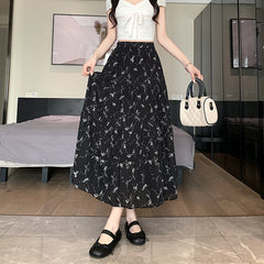 Vintage Floral Spliced Maxi Skirt