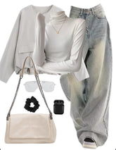 OOTD: Outdoor Jacket + Knitted Tee + Boyfriend Jeans + Pu Leather Shoulder Bag