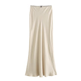 Bow Silk Satin Maxi Skirt