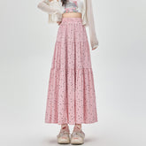 Vintage Polka Dot Stitching Maxi Skirt