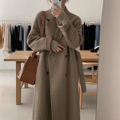 Suit Collar Double Breasted Maxi Coat