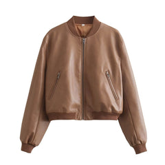 Faux Leather Bomber Jacket