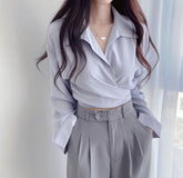 Bandage Long Sleeve Tie Back Blouse