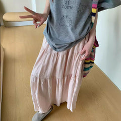 Aesthetic Solid Color Umbrella Maxi Skirt