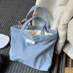 Solid Color Corduroy Tote Bag