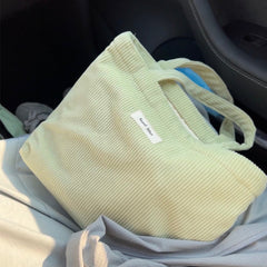 Solid Color Corduroy Tote Bag