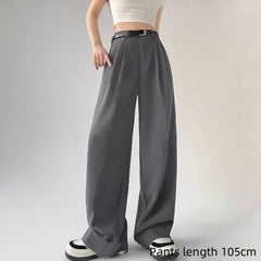 Solid Color Casual High Waist Loose Trousers