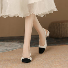 Leather Toe Chunky Heel Sandals