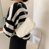 Solid Color Corduroy Shoulder Bag