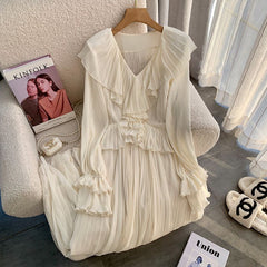 Ruffled Collar Maxi Dress