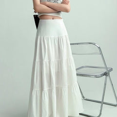 Aesthetic Umbrella White Maxi Skirt