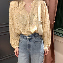 Long Sleeve Floral Oversized Blouse