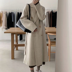 Suit Collar Double Breasted Maxi Coat