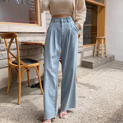 Vintage Washed Straight Wide Leg Jeans