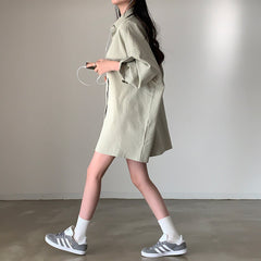 Polo Collar Long Sleeve Loose Blouse