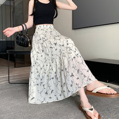 Vintage Floral Spliced Maxi Skirt