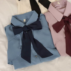 Bow Ruffled Long sleeve Blouse