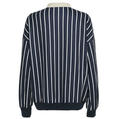 Vintage Polo Collar Striped Oversized Sweater