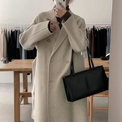 Suit Collar Double Breasted Maxi Coat