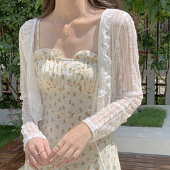 Aesthetic Ruffled Collar Lace Cardigan