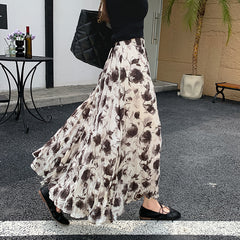 Aesthetic Floral Print Maxi Skirt
