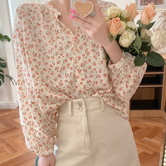 Long Sleeve Floral Oversized Blouse
