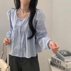 Aesthetic Ribbon Long Sleeve Blouse