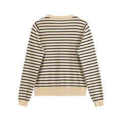 Vintage Round Neck Striped Cardigan