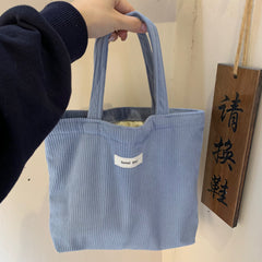 Solid Color Corduroy Tote Bag