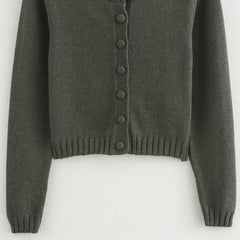 Vintage Round Neck Long Sleeve Cardigan