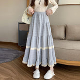 Aesthetic Patchwork Ruffled Maxi Skirt