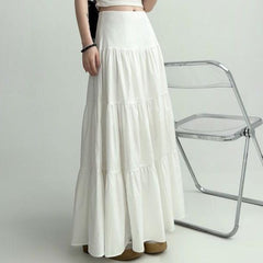 Aesthetic Umbrella White Maxi Skirt