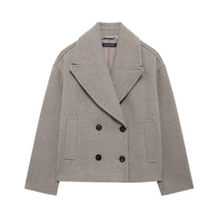 Double Breasted Button Wool Coat