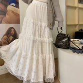 Fairy Lace Patchwork Umbrella Maxi Skirt