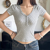 Floral Print Striped Short Sleeve Tee