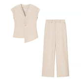 Minimalist Irregular Vest Casual Trousers Suit
