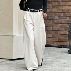 Solid Color High Waist Loose Casual Pants