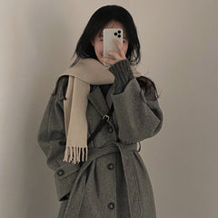 Vintage Suit Collar Wool Maxi Coat