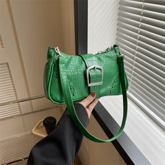 Textured Buckled Pu Leather Bag