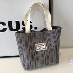 Embroidered Corduroy Tote Bag