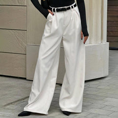 Solid Color High Waist Loose Casual Pants