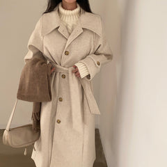 Vintage Suit Collar Wool Maxi Coat